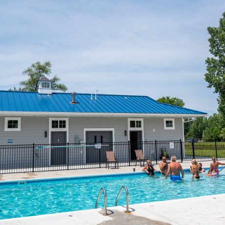 Heated swimming pool at Hidden Ponds Resort, South Haven Michigan